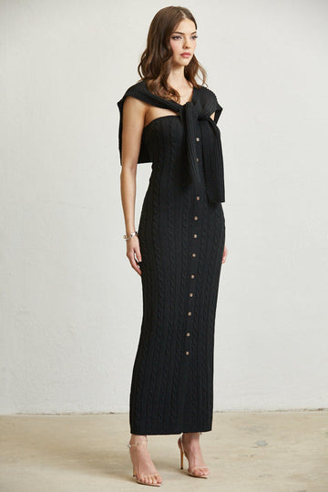Black Sleeveless Knit Dress Side View